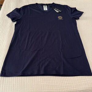 Versace Deep Blue V-Neck Tee